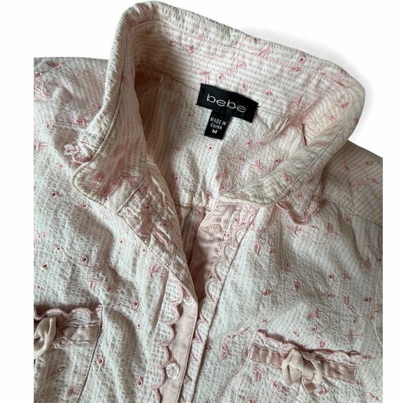 Coquette bebe Pink Ruffled Women's button up Top - Picture 3 of 6